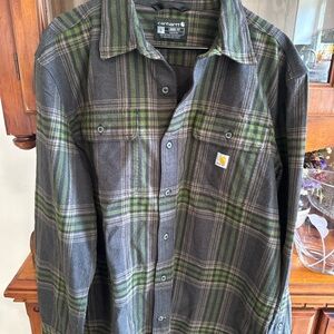 Carhartt Olive and Charcoal Plaid Shirt